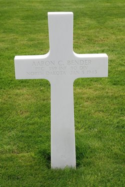 Private First Class Aaron C Bender cross grave marker photo