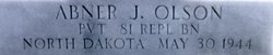 Inscription on Abner Olson's grave marker.