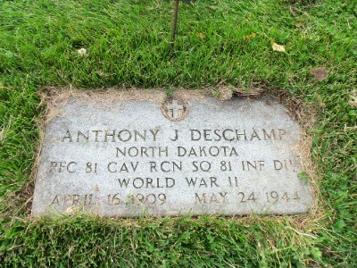 Private First Class Anthony J Deschamp grave marker photo