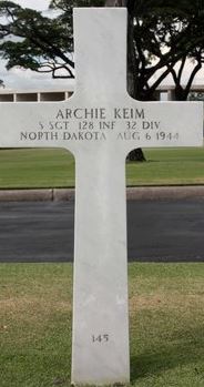 Staff Sergeant Archie Keim cross grave marker photo