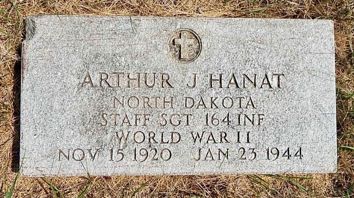 Sergeant Arthur J Hanat grave marker photo