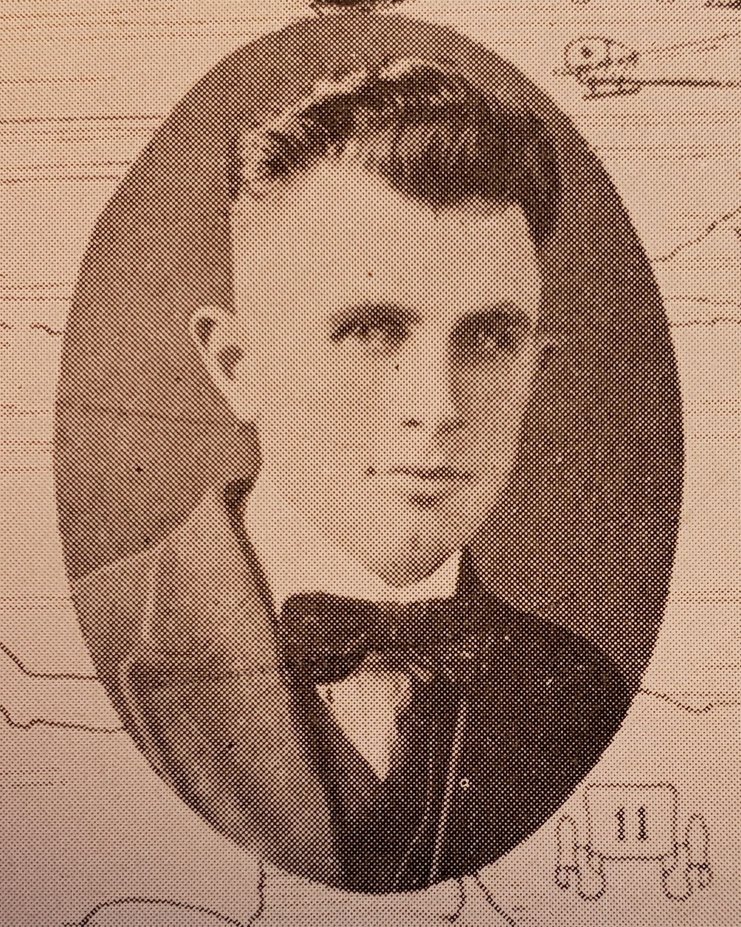Vintage oval portrait of John Albert Becker, a World War I veteran from North Dakota.