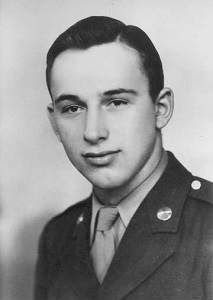 First Lieutenant Harold E Bergman in dress uniform black and white photo