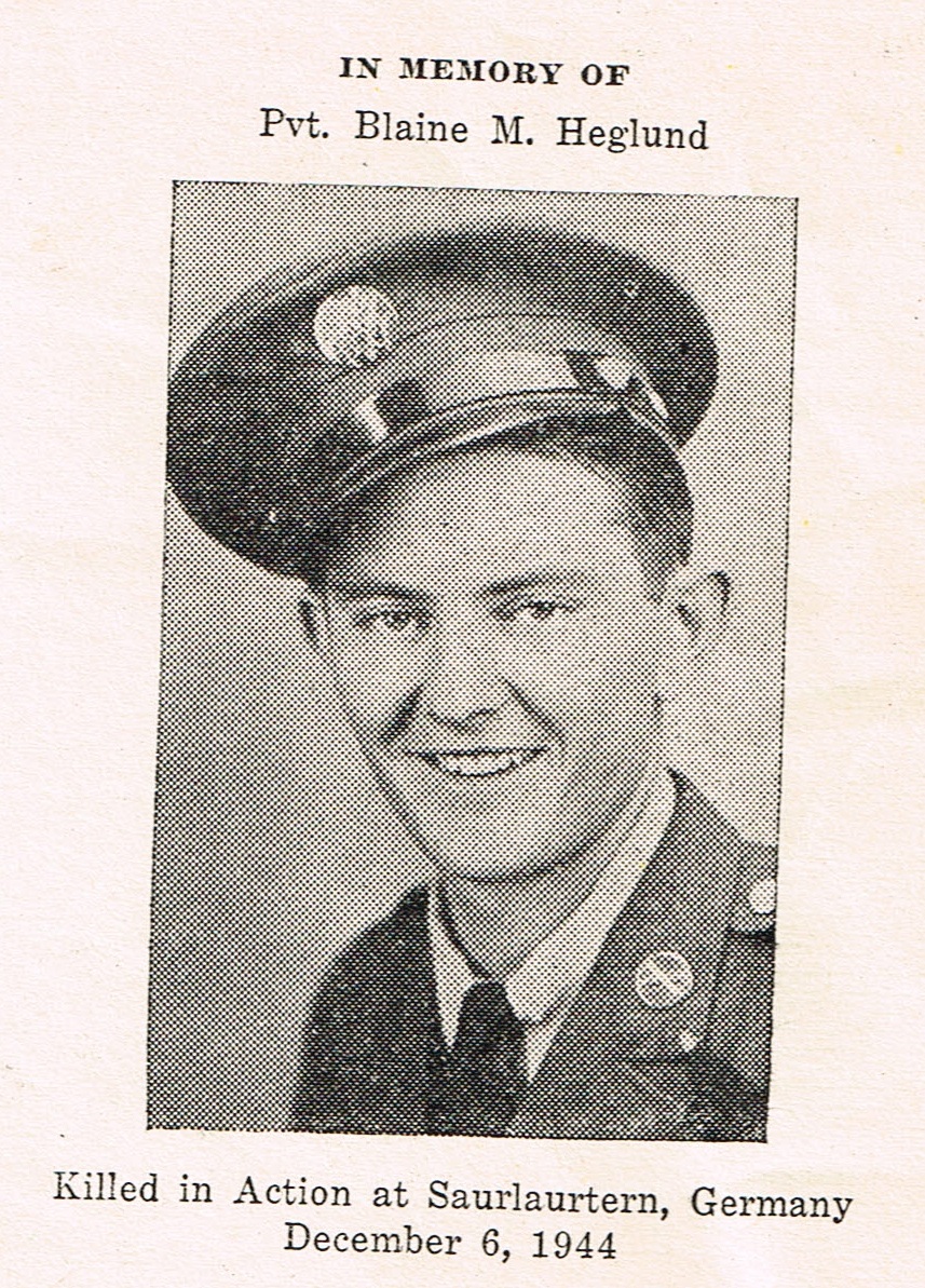 Private Blaine M Heglund in uniform photo