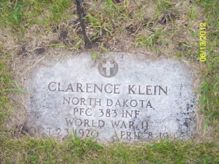 Private First Class Clarence Klein grave marker photo