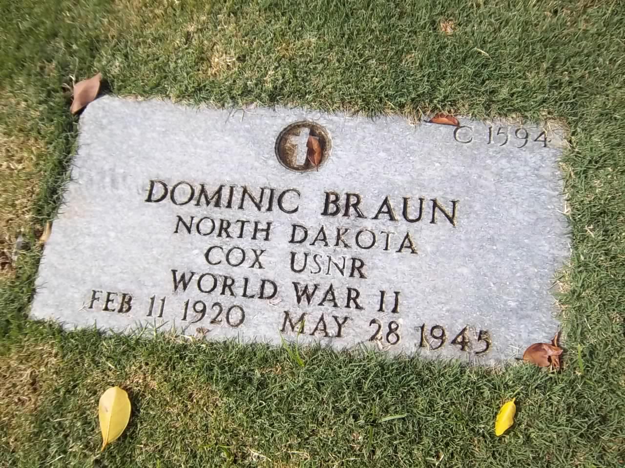 Coxswain Dominic N Braun grave marker photo