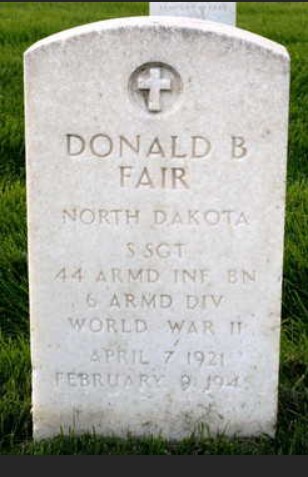 Staff Sergeant Donald B N Fair cross grave marker photo