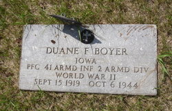 Private First Class Duane F Boyer grave marker photo