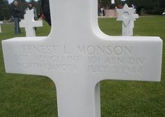 Sergeant Ernest L Monson cross grave marker photo