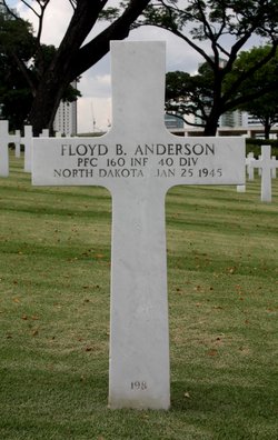 Private First Class Floyd B Anderson cross grave marker photo