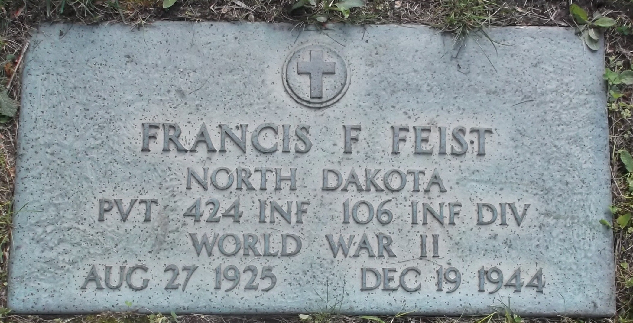 Private Francis F Feist grave marker photo