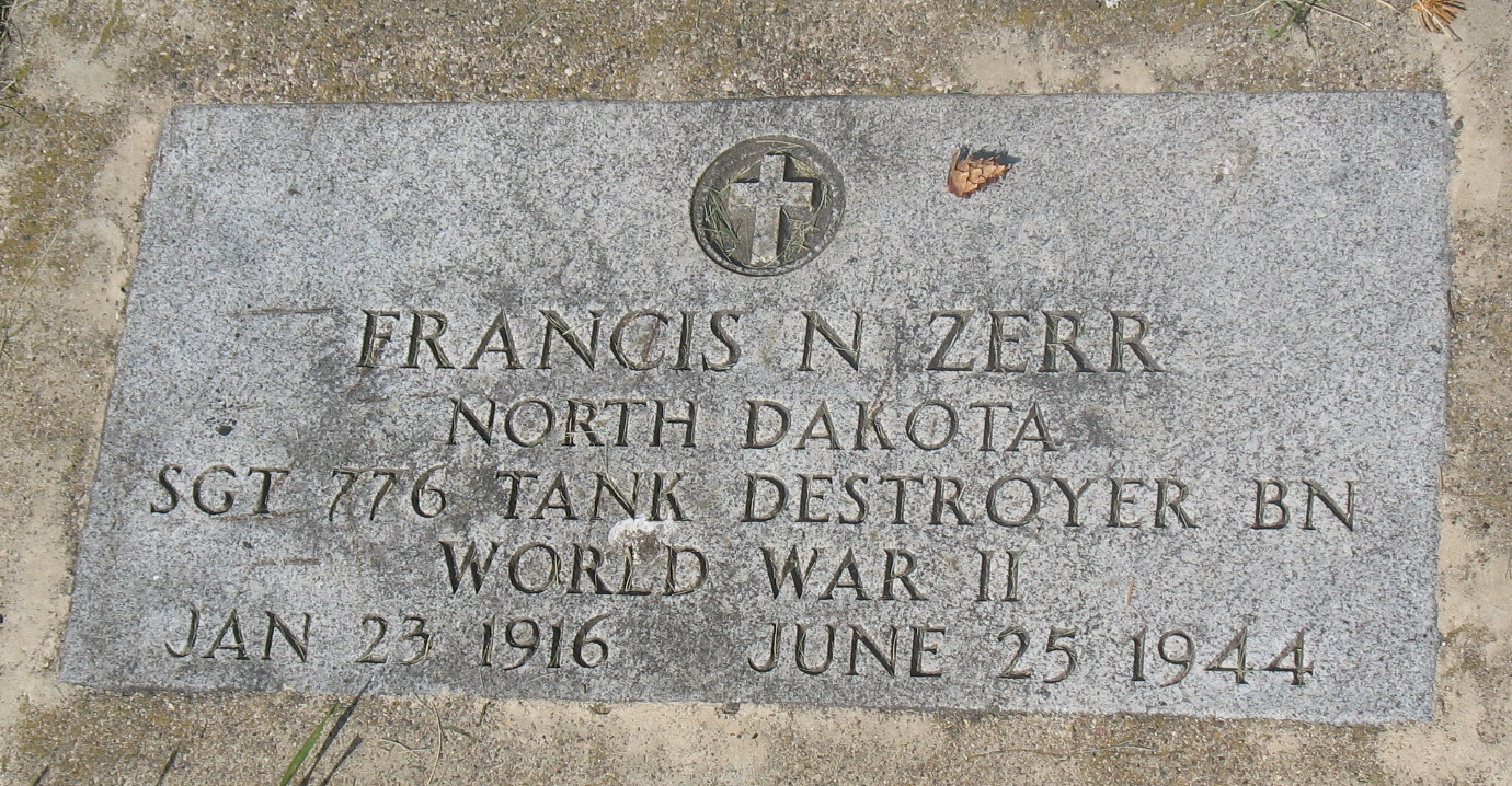 Sergeant Francis N Zerr's flat grave marker photo