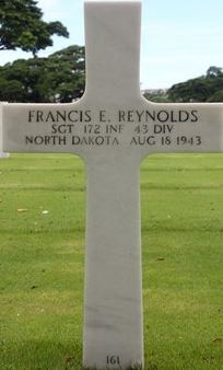 Sergeant Francis E Reynolds cross grave marker photo