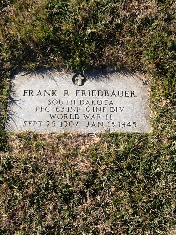 Private First Class Frank R Friedbauer grave marker photo