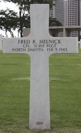 Corporal Fred R Melnick cross grave marker photo