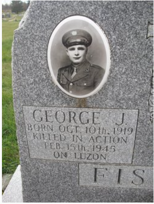 Private First Class George J Fisher in uniform headstone photo