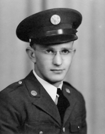 Private First Class George E Kudrna in uniform head and shoulder photo