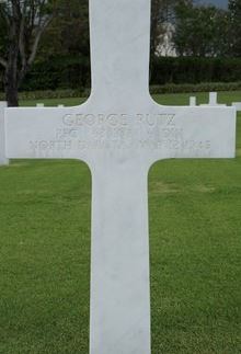 Private First Class George Rutz cross grave marker photo