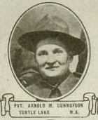 Vintage oval portrait of Private Arnold M. Gunnufson from Turtle Lake, North Dakota.