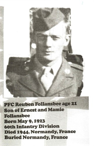 Private Guy R Follansbee in uniform head and shoulder photo