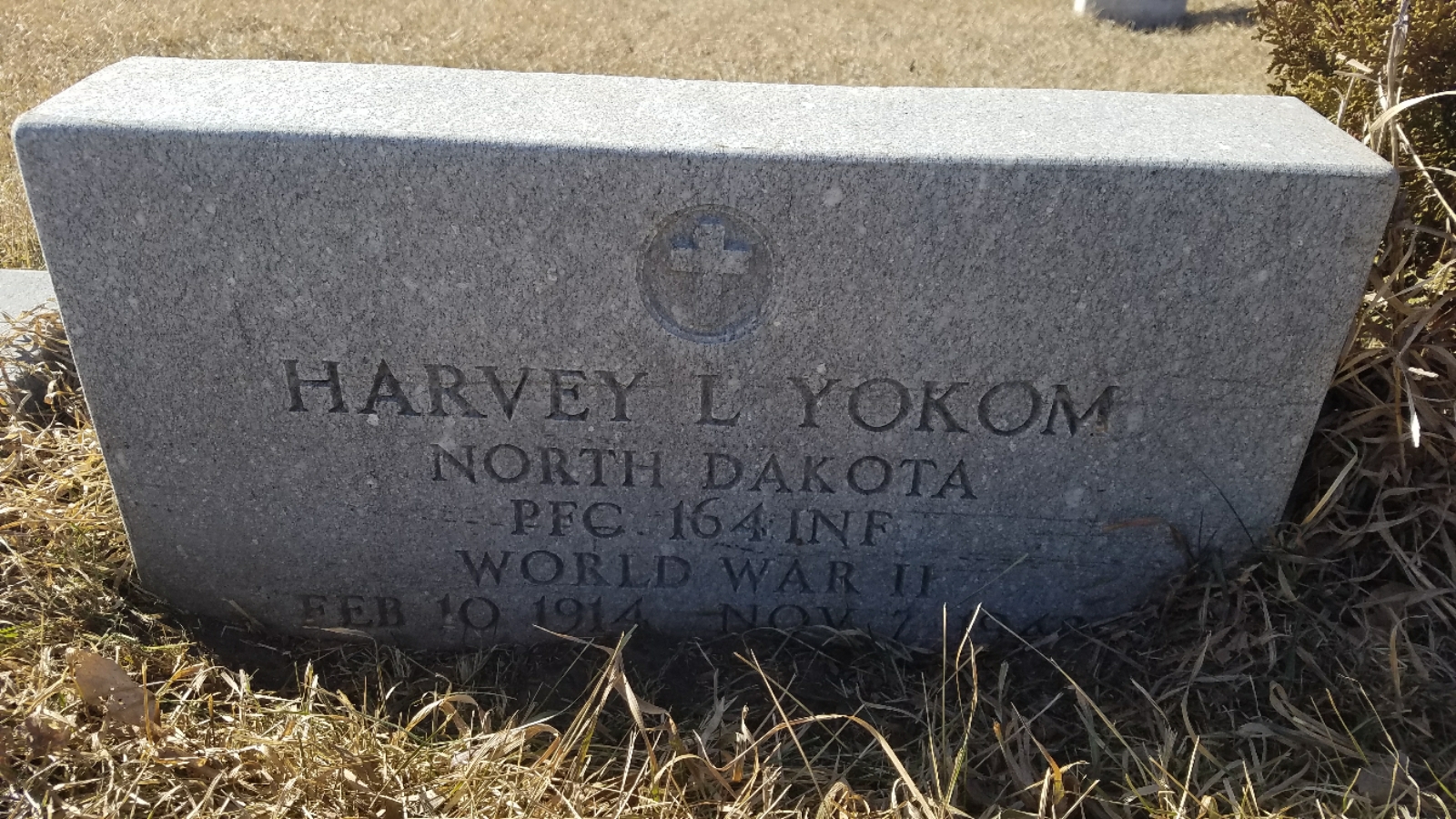 Private First Class Harvey L Yokom's grave marker
