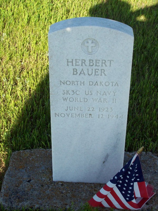 Storekeeper Third Class Herbert Bauer grave marker photo
