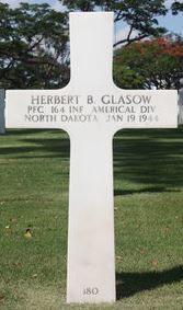 Private First Class Herbert B Glasow cross grave marker photo