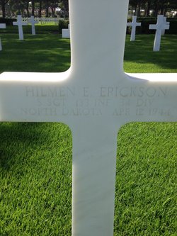 Staff Sergeant Hilmen E Erickson cross grave marker photo