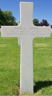 Technician Fifth Class Ivan G Krien cross grave marker photo