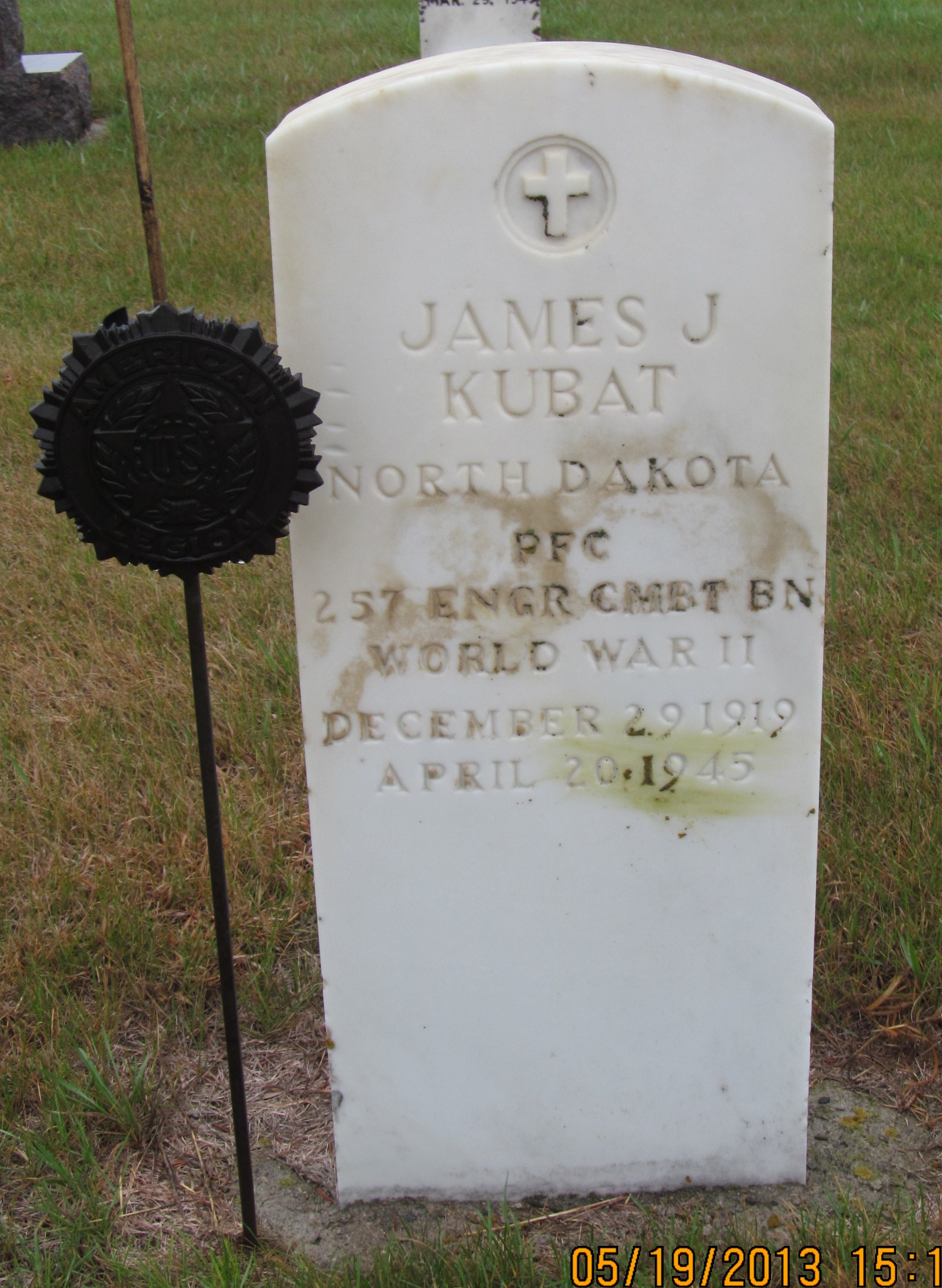 Private First Class James J Kubat grave marker photo
