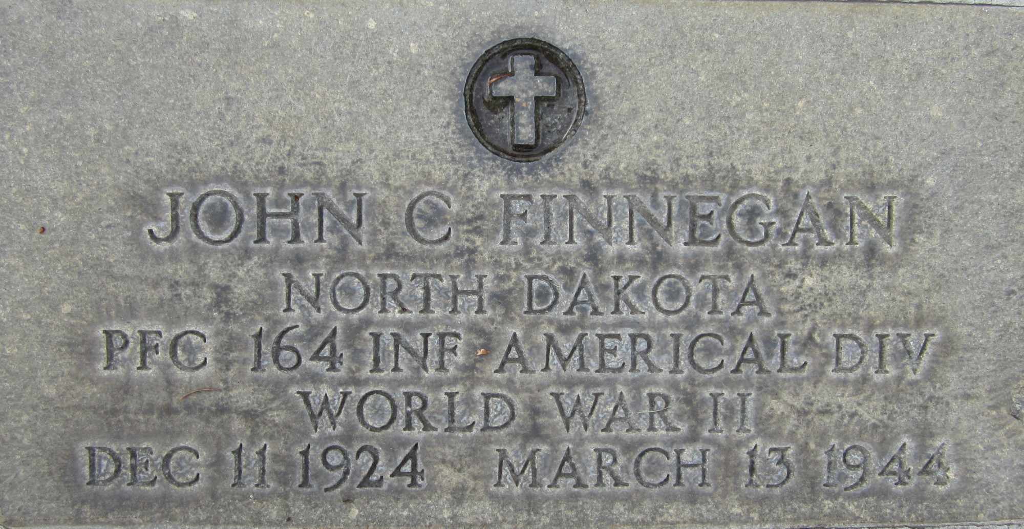 Private John C Finnegan grave marker photo