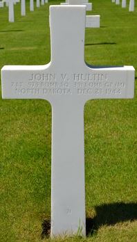 Second Lieutenant John V Hultin cross grave marker photo