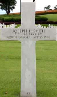 Private First Class Joseph L Smith cross grave marker photo