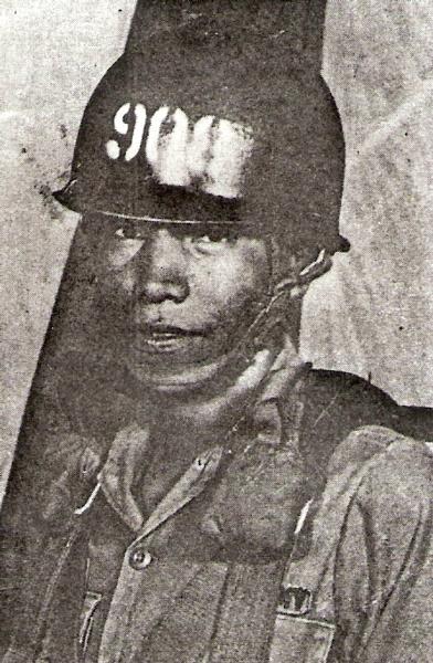 James M. Levings photo wearing a military uniform with helmet.