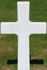 Private Lloyd A Ohlheiser cross grave marker photo