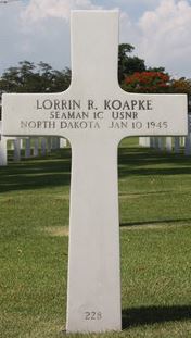 Seaman First Class Lorrin R Koapke cross grave marker photo