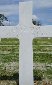 Private First Class Louis W Kram cross grave marker photo