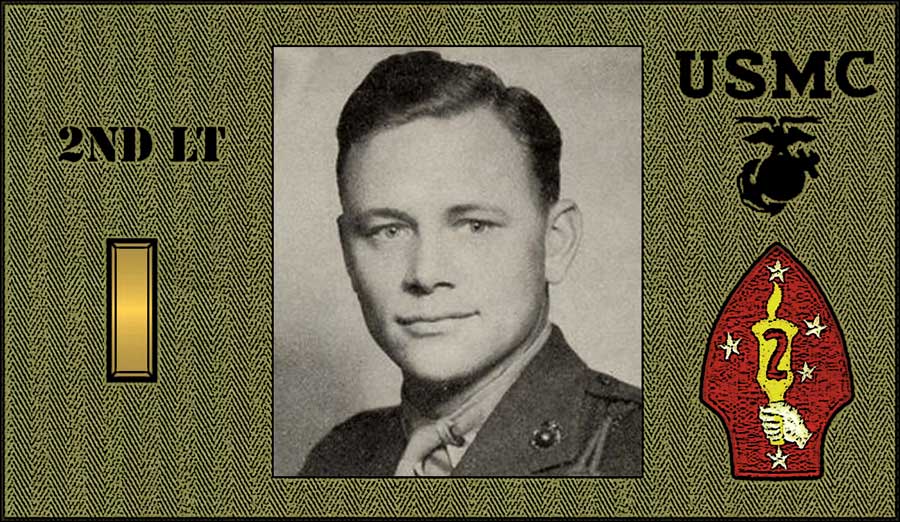 Second Lieutenant Marius W Christenson in uniform head and should photo with USMC insignia 
