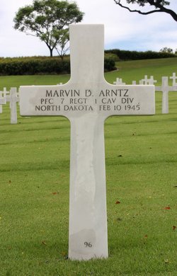 Private First Class Marvin D Arntz cross grave marker photo