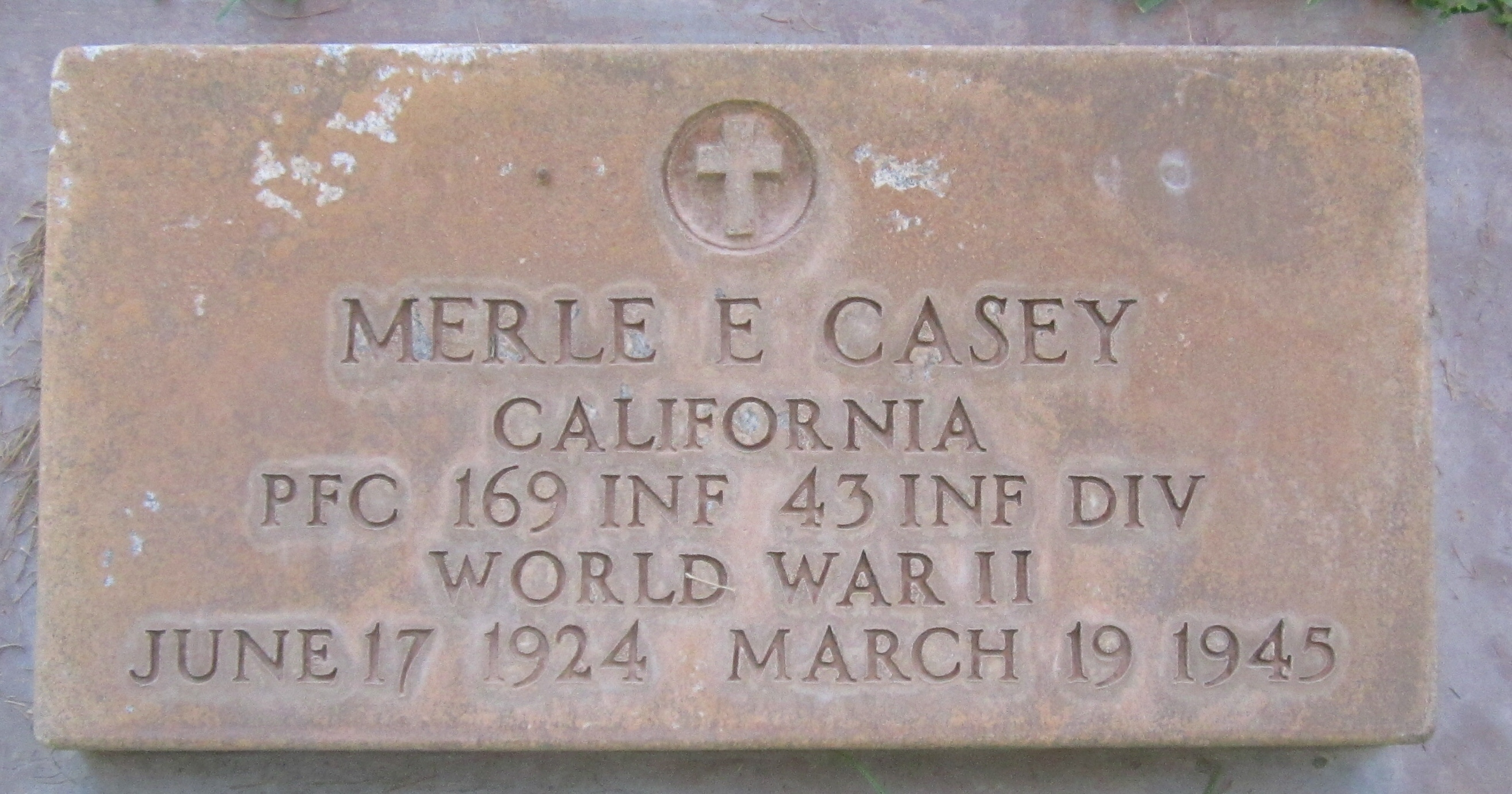 Private First Class Merle E Casey grave marker photo