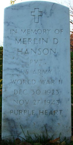 Private Merlin D Hanson grave marker photo