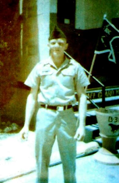 Michael Meyhoff photo in military uniform posed outside