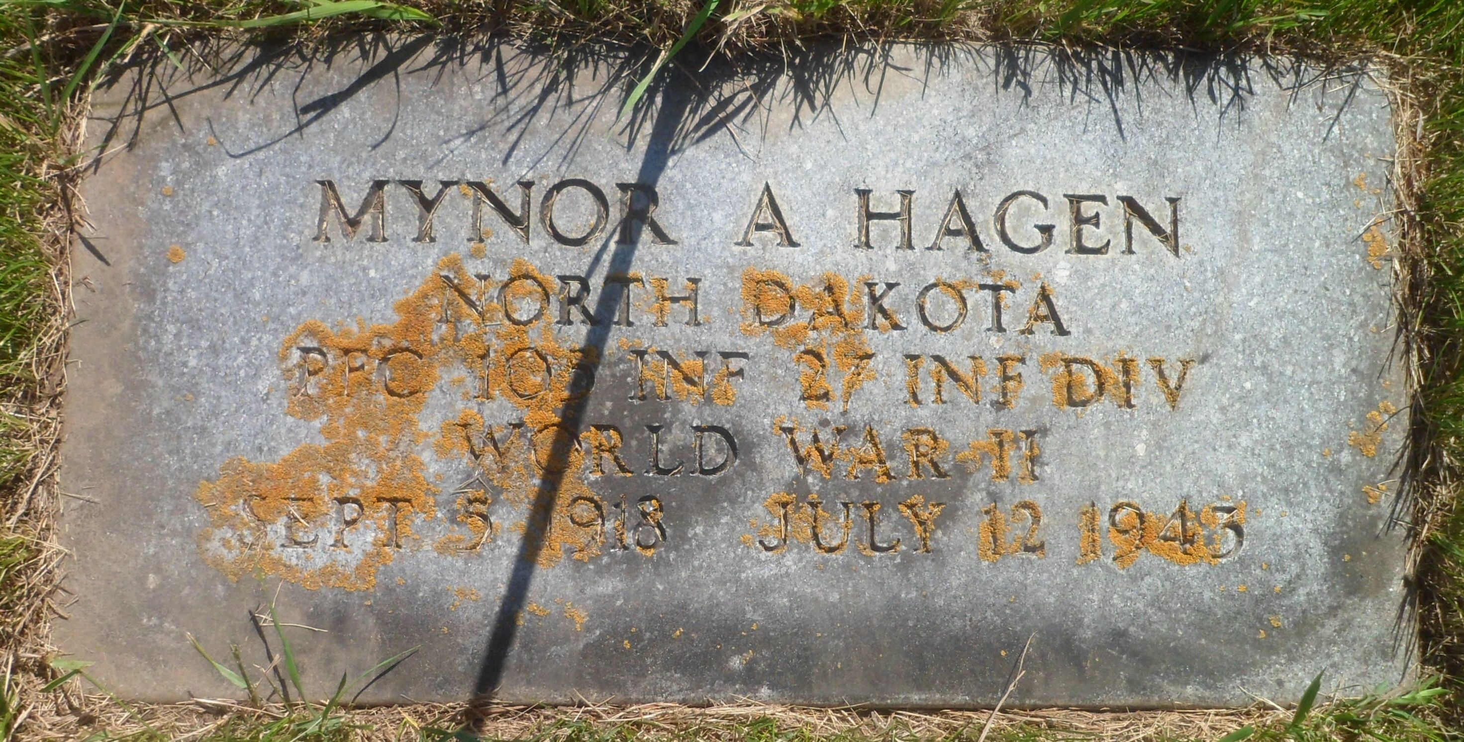 Private First Class Mynor A Hagen grave marker photo