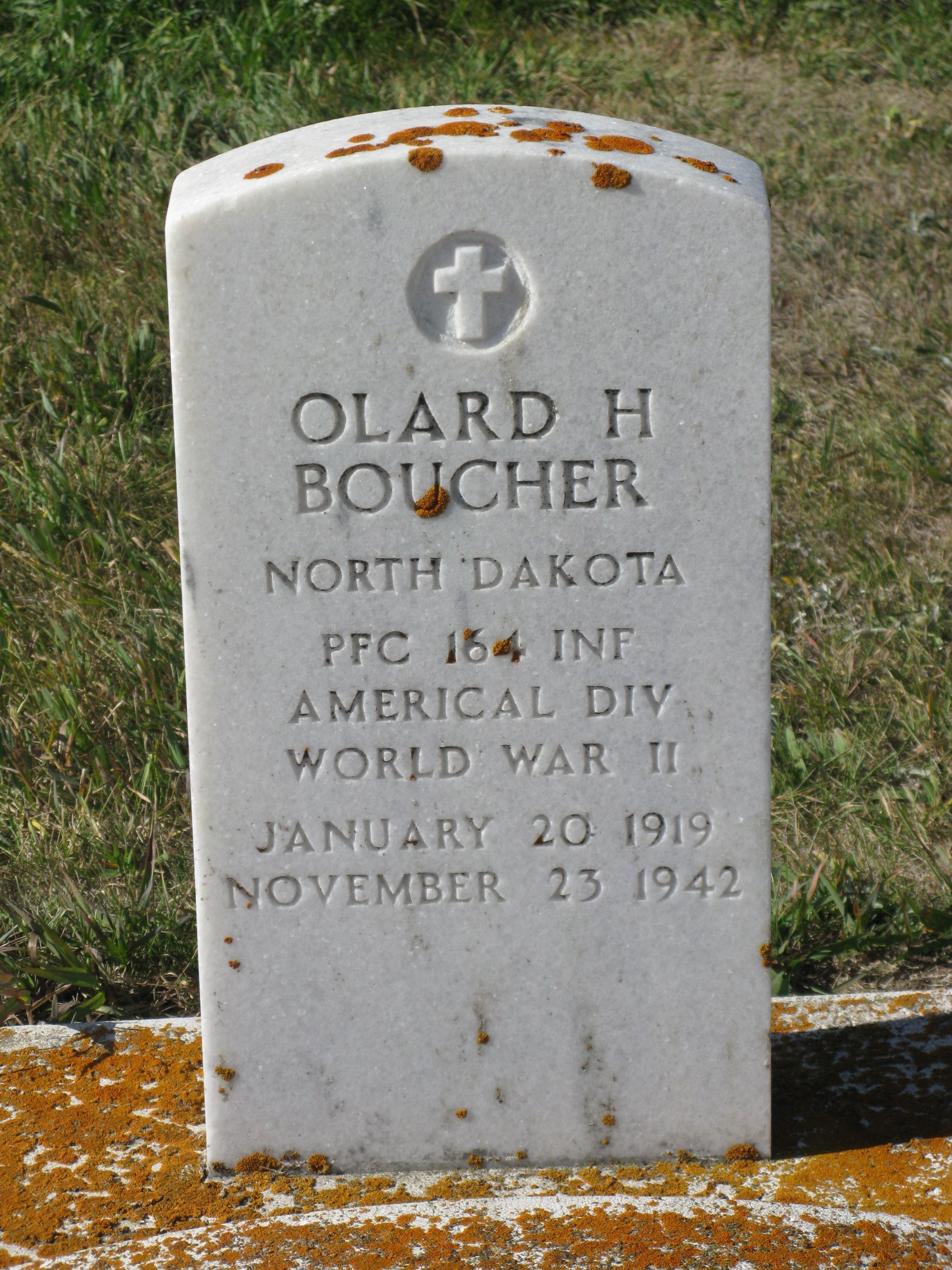 Private First Class Olard H Boucher grave marker photo