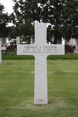 Captain Orville J Fossum cross grave marker photo