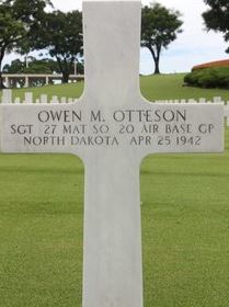 Sergeant Owen M Otteson cross grave marker photo