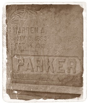 Warren Parker's grave marker.
