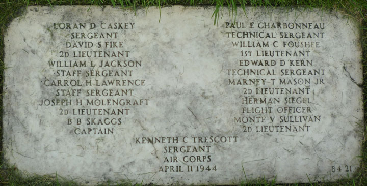 Technical Sergeant Paul E Charbonneau memorial stone with several service member names photo