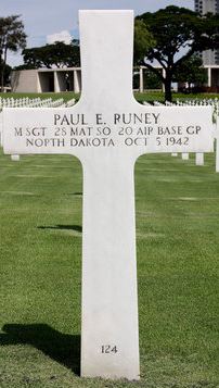 Master Sergeant Paul E Runey cross grave marker photo