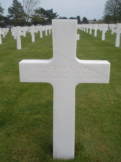 Private First Class Proctor Ames cross grave marker photo